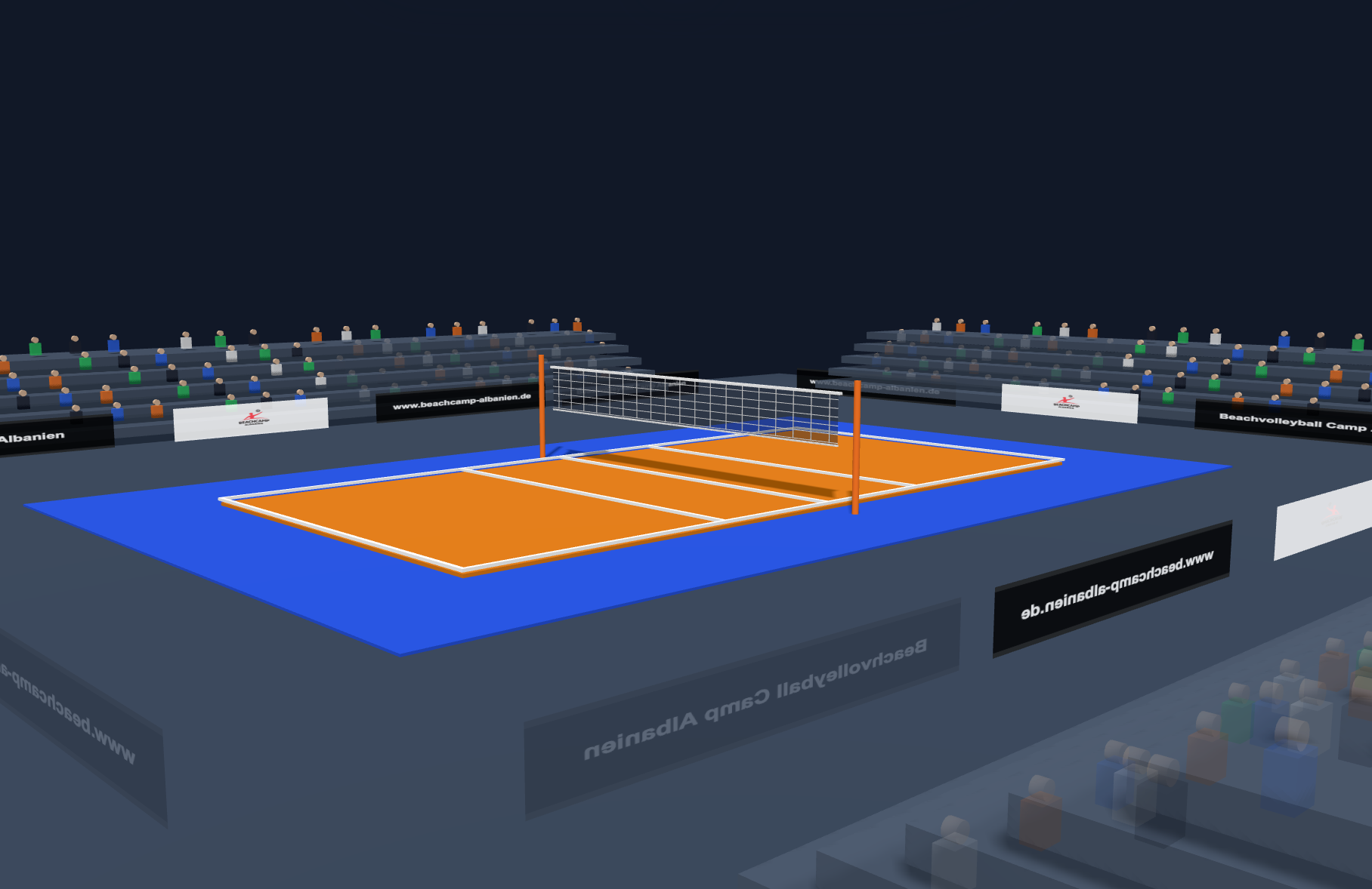 Volleyball 3D Studio Screenshot mit interaktivem 3D Volleyball Court, Spielern, Ball und Trainingsszene